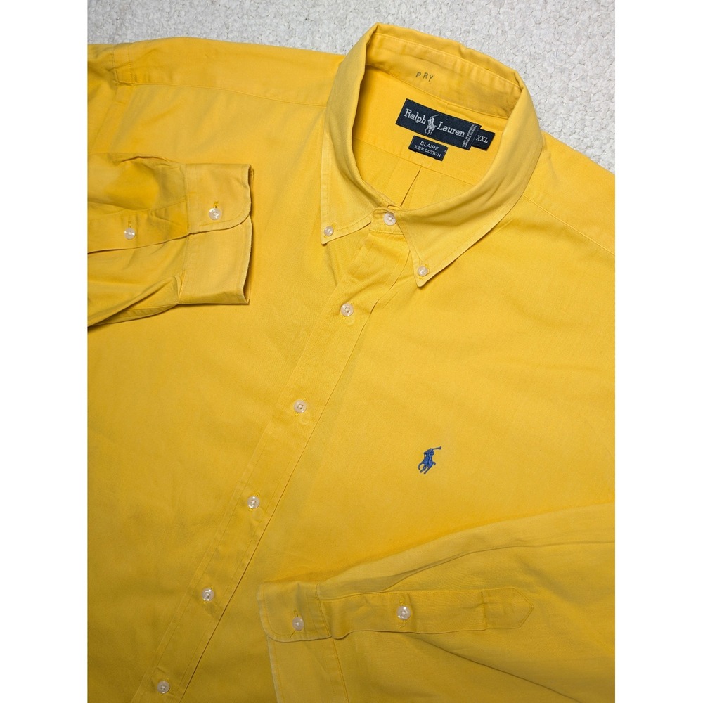 Ralph Lauren Blaire Shirt XXL Mens Yellow Cotton Long Sleeve Button Down Pony